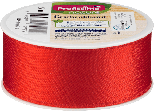 Panglică din satin natural nuantată roșu Profissimo