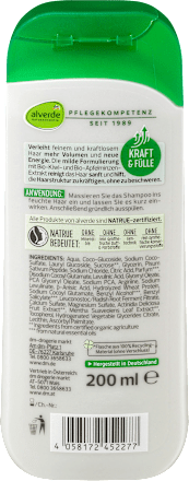 Shampoo Volumen Kick Bio-Kiwi, Bio-Apfelminze alverde NATURKOSMETIK