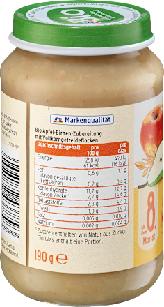 Omogeneizzato di mela e pera con fiocchi di cereali integrali dmBio