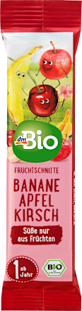 Bio sadna rezina z banano, jabolkom in višnjami dmBio