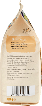 Babysnack Mini Dinkel Zwieback ab dem 8. Monat, Demeter dmBio