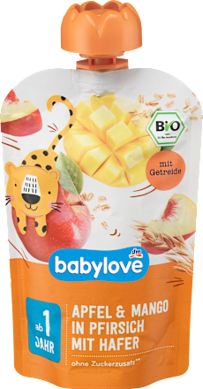 Mus jabłko brzoskwinia mango z owsem od 1 roku babylove