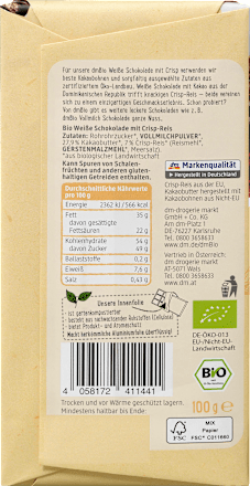 Weiße Schokolade mit Crisp dmBio