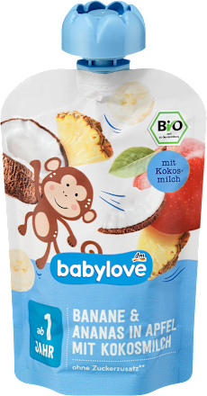 Piure de banană cu ananas și cocos ECO babylove