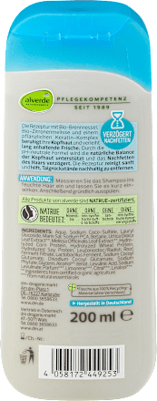 Shampoo Anti Fett Bio-Brennnessel, Bio-Zitronenmelisse alverde NATURKOSMETIK