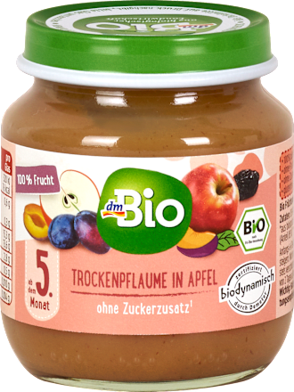 Früchte Trockenpflaume in Apfel ab dem 5. Monat dmBio