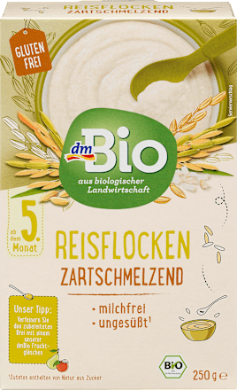 Getreidebrei Bio Reisflocken zartschmelzend ab dem 5. Monat dmBio