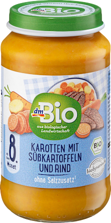 Bio zelenjavna kašica s sladkim krompirjem in govedino, od 8. meseca dmBio