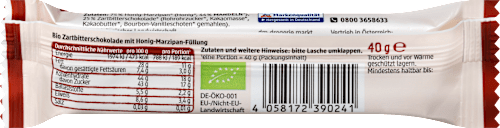 Schokoriegel, Marzipan in Zartbitter-Schokolade dmBio