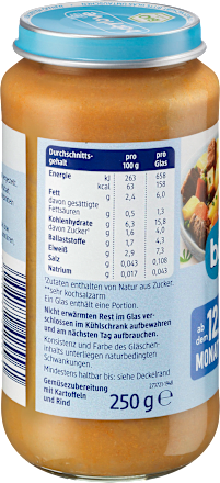 Menü Gemüsepfanne mit Kartoffeln und Rind ab dem 12. Monat babylove