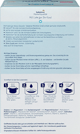 Abendbrei Milch Grieß ab dem 6. Monat babylove