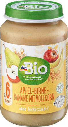 Frucht & Getreide Apfel-Birne-Banane mit Vollkorn ab dem 6. Monat dmBio