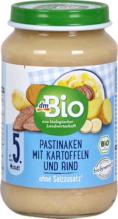 Bio bébimenü pasztinák burgonyával és marhahússal, 5. hónapos kortól dmBio
