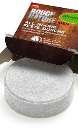 Żel pod prysznic 4w1 w kostce Rough Nature alverde MEN