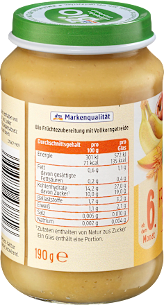 Bio bébidesszert vegyes gyümölcs teljes értékű gabonával, 6. hónapos kortól dmBio