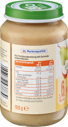 Frucht & Getreide Apfel-Birne-Banane mit Vollkorn ab dem 6. Monat dmBio