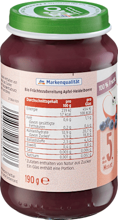 Früchte Apfel mit Heidelbeere ab dem 5. Monat dmBio