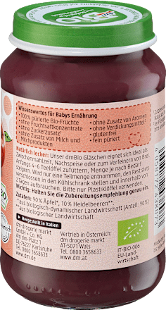 Bio bébidesszert, pürésített alma fekete áfonyával, 5. hónapos kortól dmBio