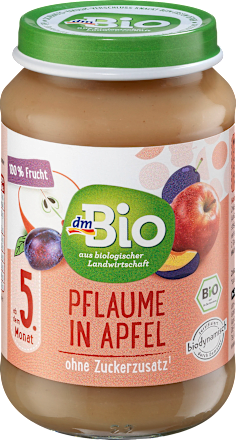 Früchte Pflaume in Apfel ab dem 5. Monat dmBio