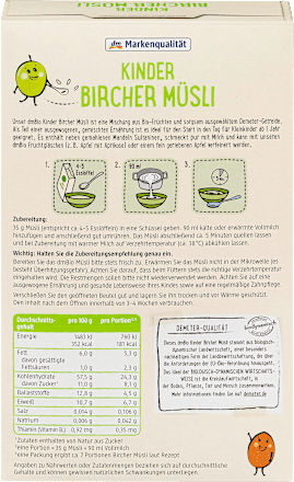 Kindermüsli Bircher ab 1 Jahr, Demeter dmBio