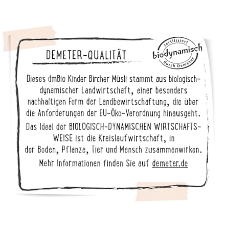 Kindermüsli Bircher ab 1 Jahr, Demeter dmBio