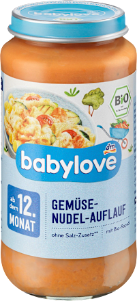 Bio gyermekmenü zöldséges tésztafelfújt, 12. hónapos kortól babylove