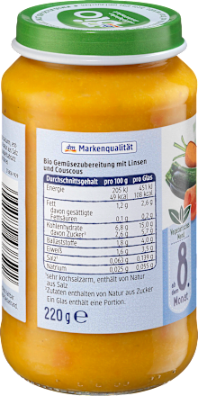 Menu Kuskus z warzywami, od 8. miesiąca życia dmBio