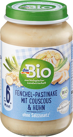 Menü Fenchel-Pastinake mit Couscous und Huhn ab dem 6. Monat, Demeter dmBio