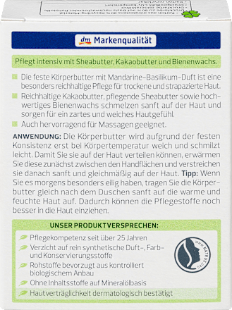 Feste Körperbutter mit Mandarine-Basilikum-Duft alverde NATURKOSMETIK
