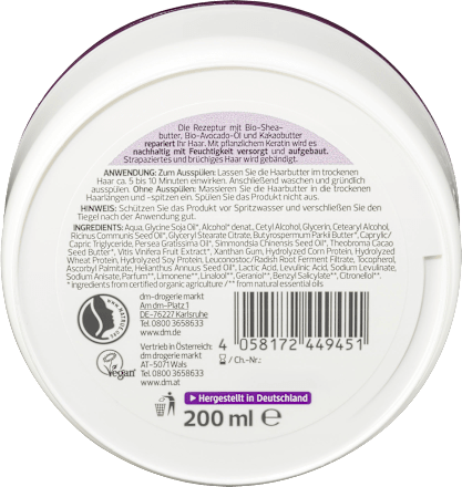 Haarbutter Repair Bio-Avocado, Bio-Sheabutter alverde NATURKOSMETIK