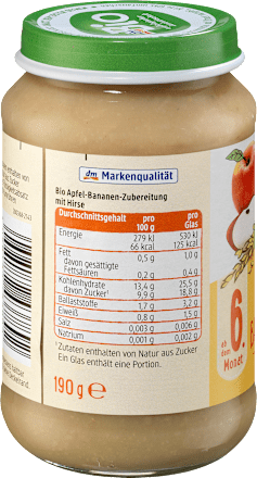  Frucht & Getreide Apfel mit Banane und Hirse ab dem 6. Monat dmBio
