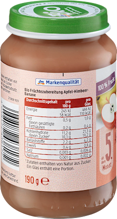 Био плодово пюре от ябълка с малина и банан dmBio