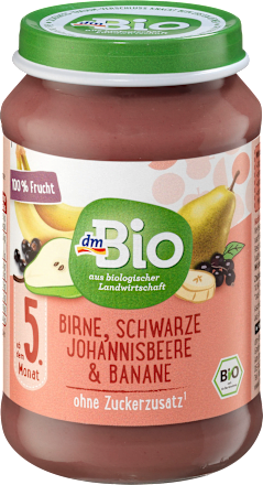 Früchte Birne-schwarze Johannisbeere mit Banane ab dem 5. Monat dmBio