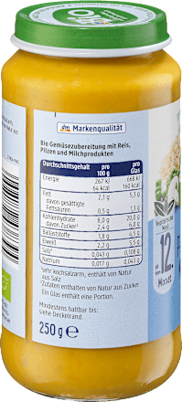 Menü Pilz-Risotto mit Erbsen ab dem 12. Monat, Demeter dmBio