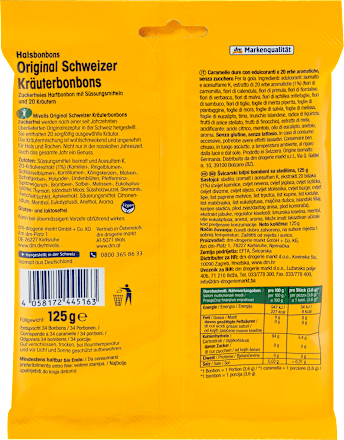 Bonbon, Original Schweizer Kräuter, zuckerfrei Mivolis