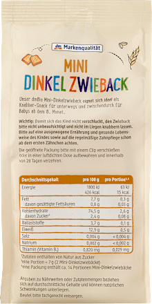 Babysnack Mini Dinkel Zwieback ab dem 8. Monat, Demeter dmBio