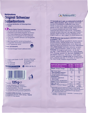Bonbon, Original Schweizer Salbei, zuckerfrei Mivolis