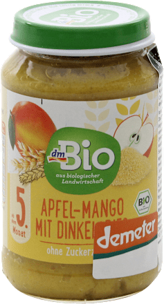 Omogeneizzato di mela e mango con semolino di farro dmBio