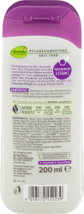 Szampon regenerujący, z bio olejkiem awokado i bio masłem shea alverde NATURKOSMETIK