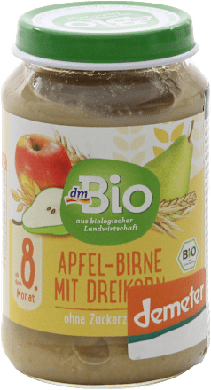 Omogeneizzato di mela e pera con fiocchi di cereali integrali dmBio