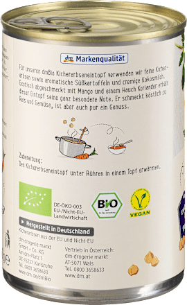 Eintopf, Kichererbsen-Eintopf mit Kokosmilch dmBio