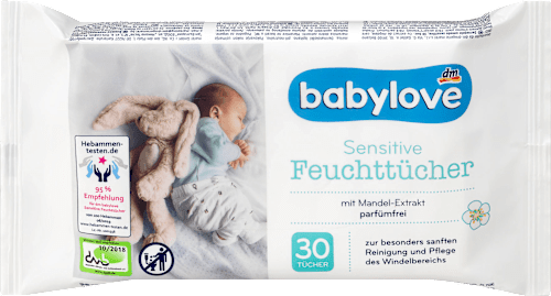 Nedves törlőkendő érzékeny bőrre mandulakivonattal, parfümmentes babylove