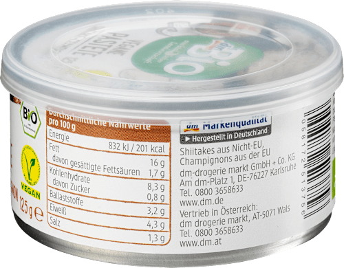 vegane Pastete Shiitake-Champignon dmBio