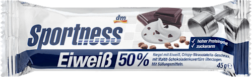 Baton proteinowy 50%, chrupki i stracciatella w ciemnej czekoladzie Sportness