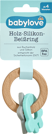Beißring Holz-Silikon sortiert babylove