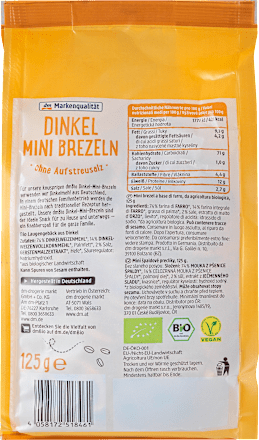 Snack, Mini Brezeln, Dinkel, salzfrei dmBio