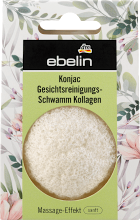 Gąbka konjac do twarzy z kolagenem ebelin