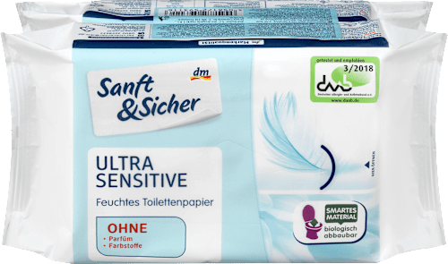 Feuchtes Toilettenpapier Ultra Sensitiv Doppelpack 2x50 St Sanft&Sicher