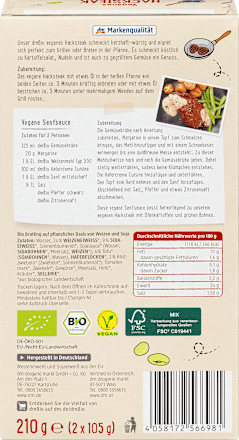 Veganes Hacksteak aus Weizen- & Sojaeiweiß dmBio