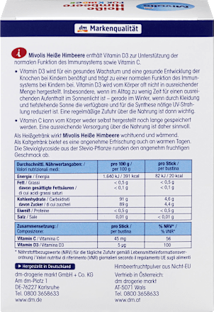 Heißgetränk Heiße Himbeere für Kinder, Portionssticks 20 St. Mivolis